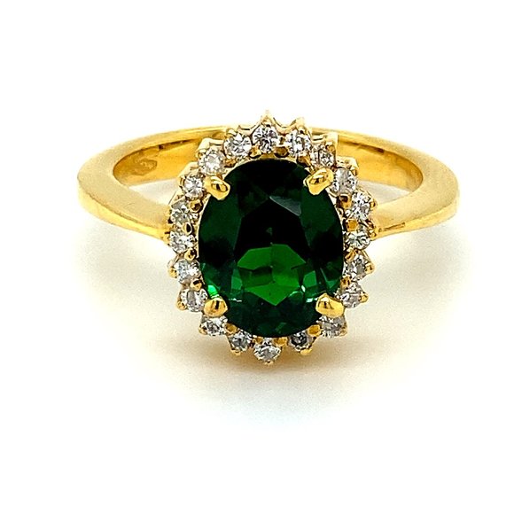 Certified Tsavorite 3.60ct Diamonds 18K Gold Ring - Picture 1 of 7